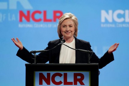Democratic presidential candidate Hillary Rodham Clinton speaks at a the National Council of La Raza Annual Conference Monday, July 13, 2015, in Kansas City, Mo. (AP Photo/Charlie Riedel)