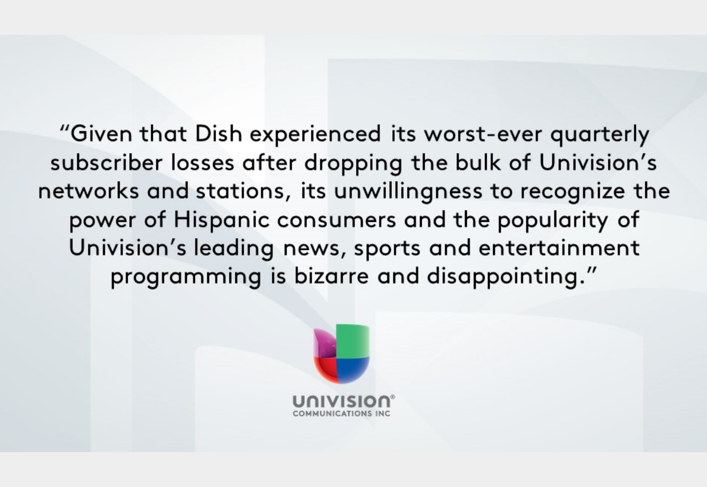Statement from Univision Communications Inc. Regarding Removal of