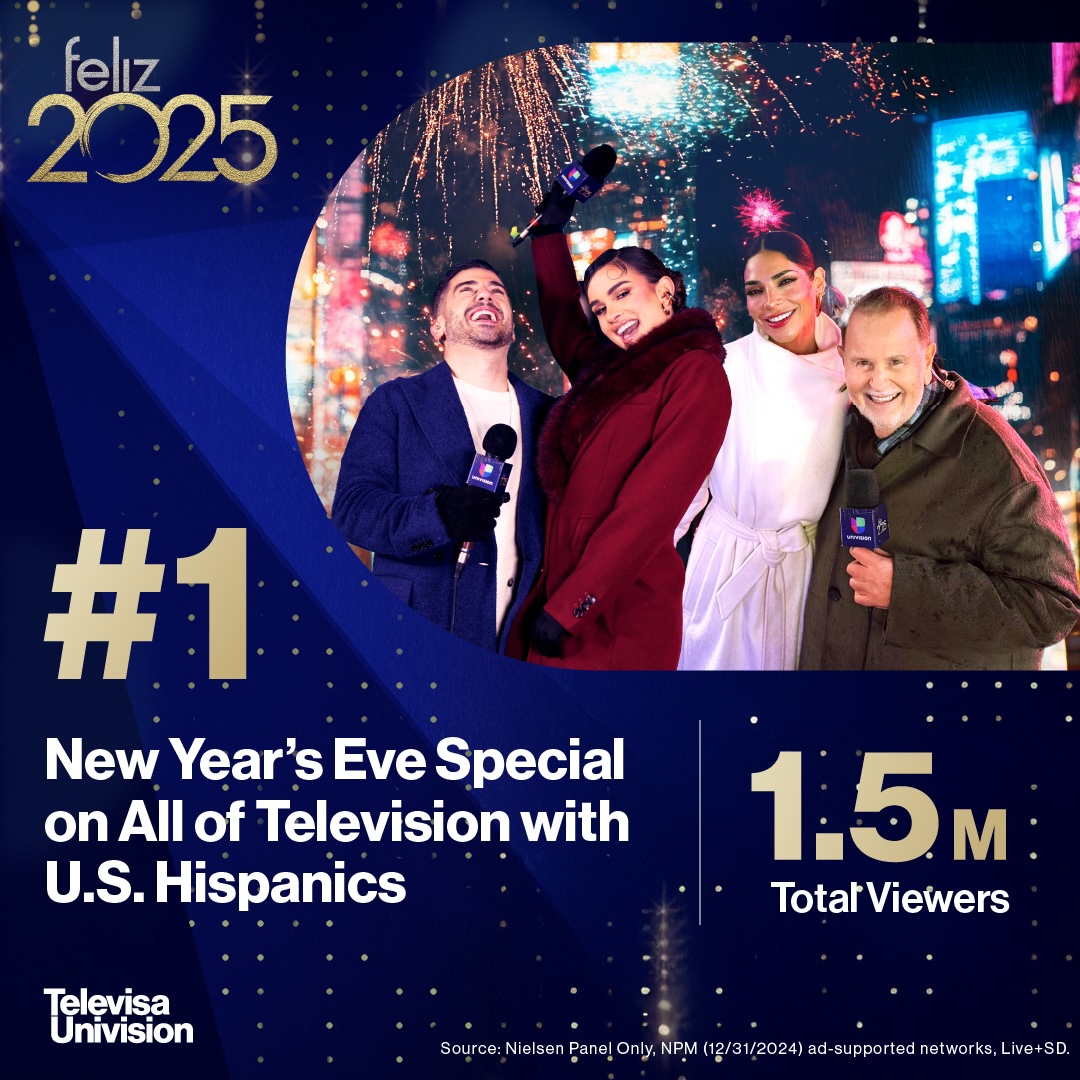Univision Dominates NYE Special Ratings, Solidifying its Position as